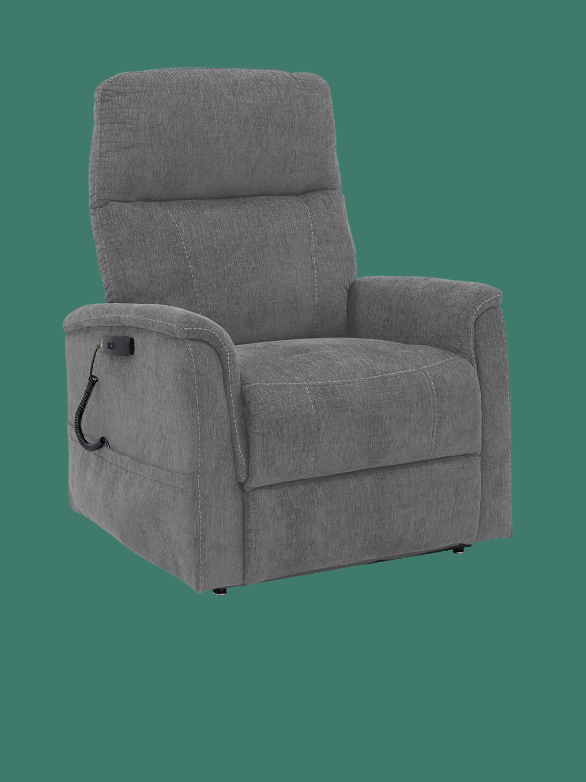 Pride Genesis LC-150 power lift recliner in its upright seated position with a plush split back and fully padded chaise.