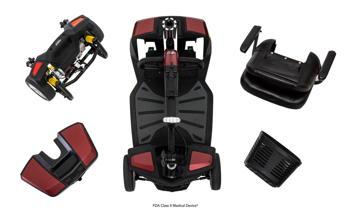 The Pride Go Go Endurance Li quickly disassembles into lightweight pieces for easy transportation and convenient storage.