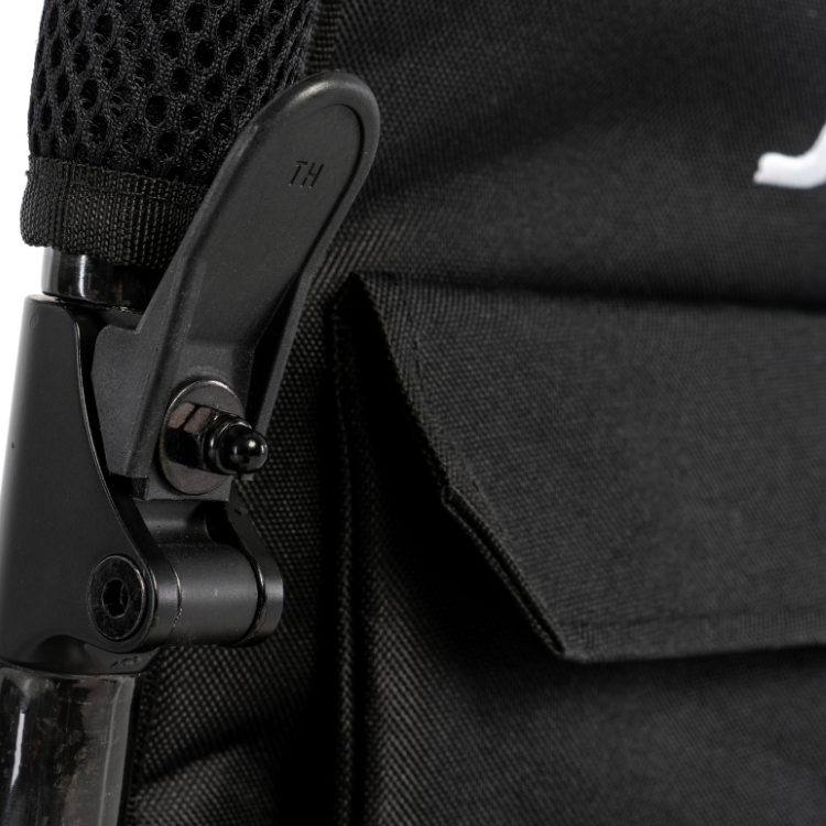 Quick-release lever allows the power chair to fold easily in seconds.