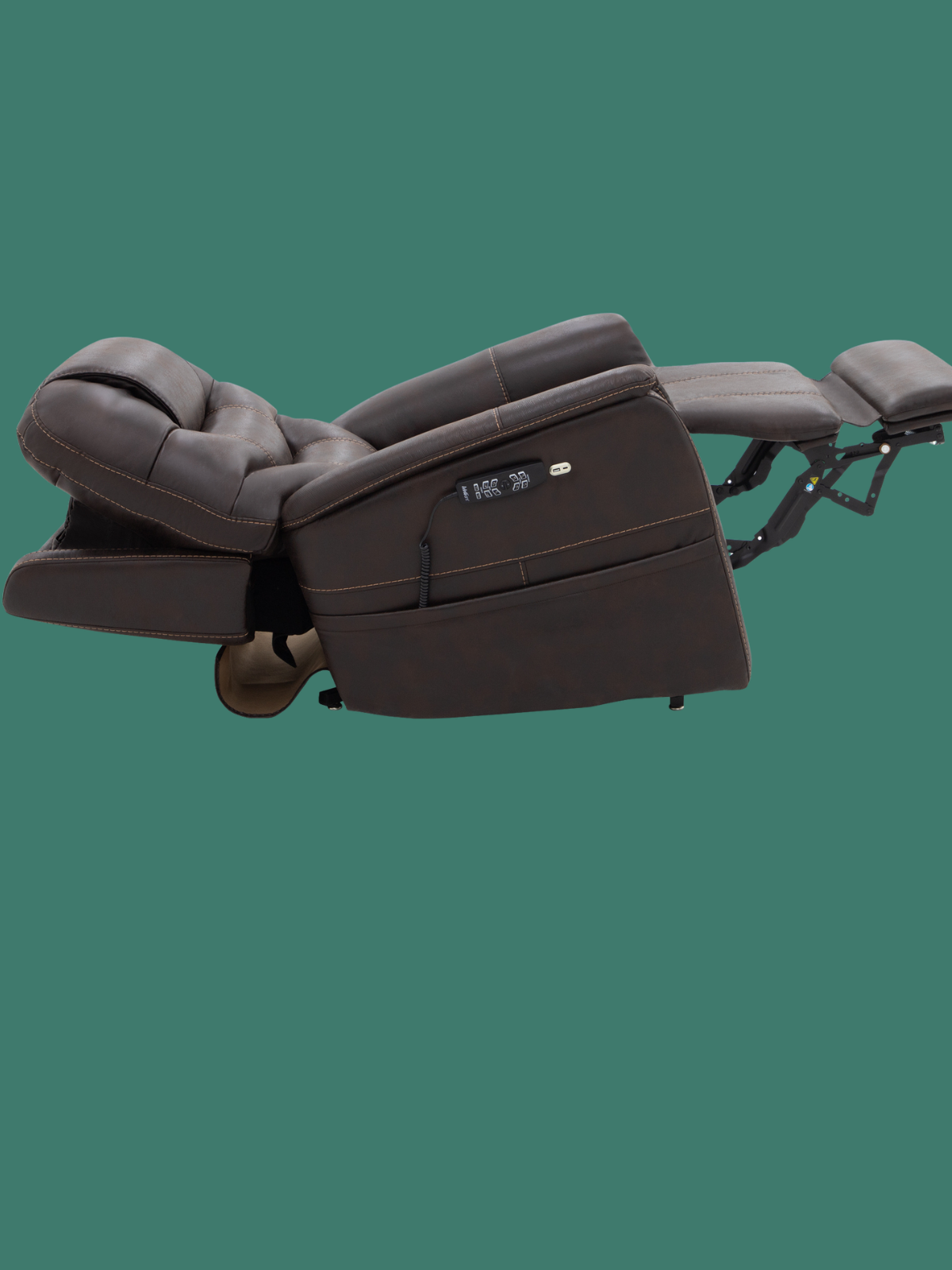 VivaLift Elegance 2 PLR975M in a comfortable resting position with the back reclined and legs elevated for personalized relaxation.