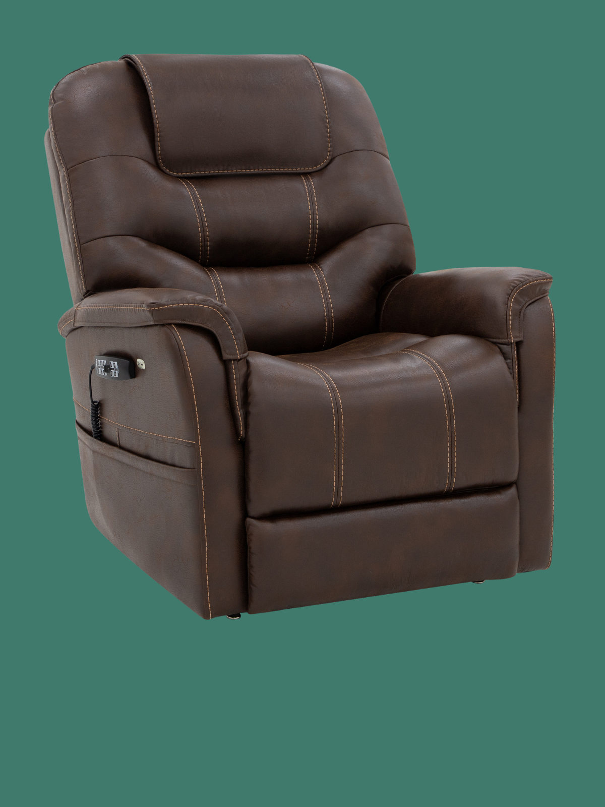 VivaLift Elegance 2 in the upright seated position featuring plush cushioning, supportive armrests, and adjustable head and lumbar support.