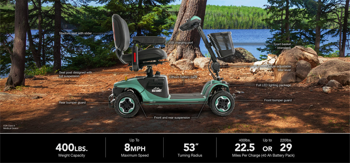 A Baja bandit in Sage with specifications in an outdoor setting.