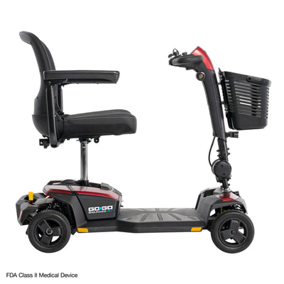Side view of the Go Go Endurance AL+ showcasing its comfortable seating, durable frame, and long foot platform for everyday mobility.