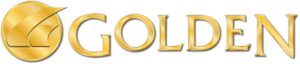 Golden Technologies logo featuring gold “GOLDEN” lettering beside a circular gold emblem.
