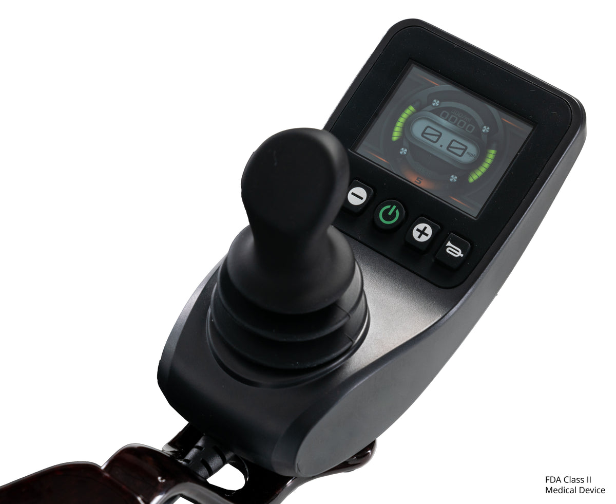 Easy-to-use joystick with digital display and speed controls.