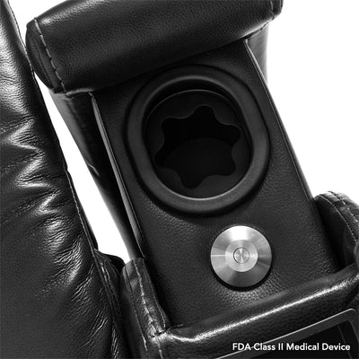 Close-up of the built-in cup holder on the VivaLift Premier PLR-5900, keeping a favorite drink conveniently within reach while relaxing.