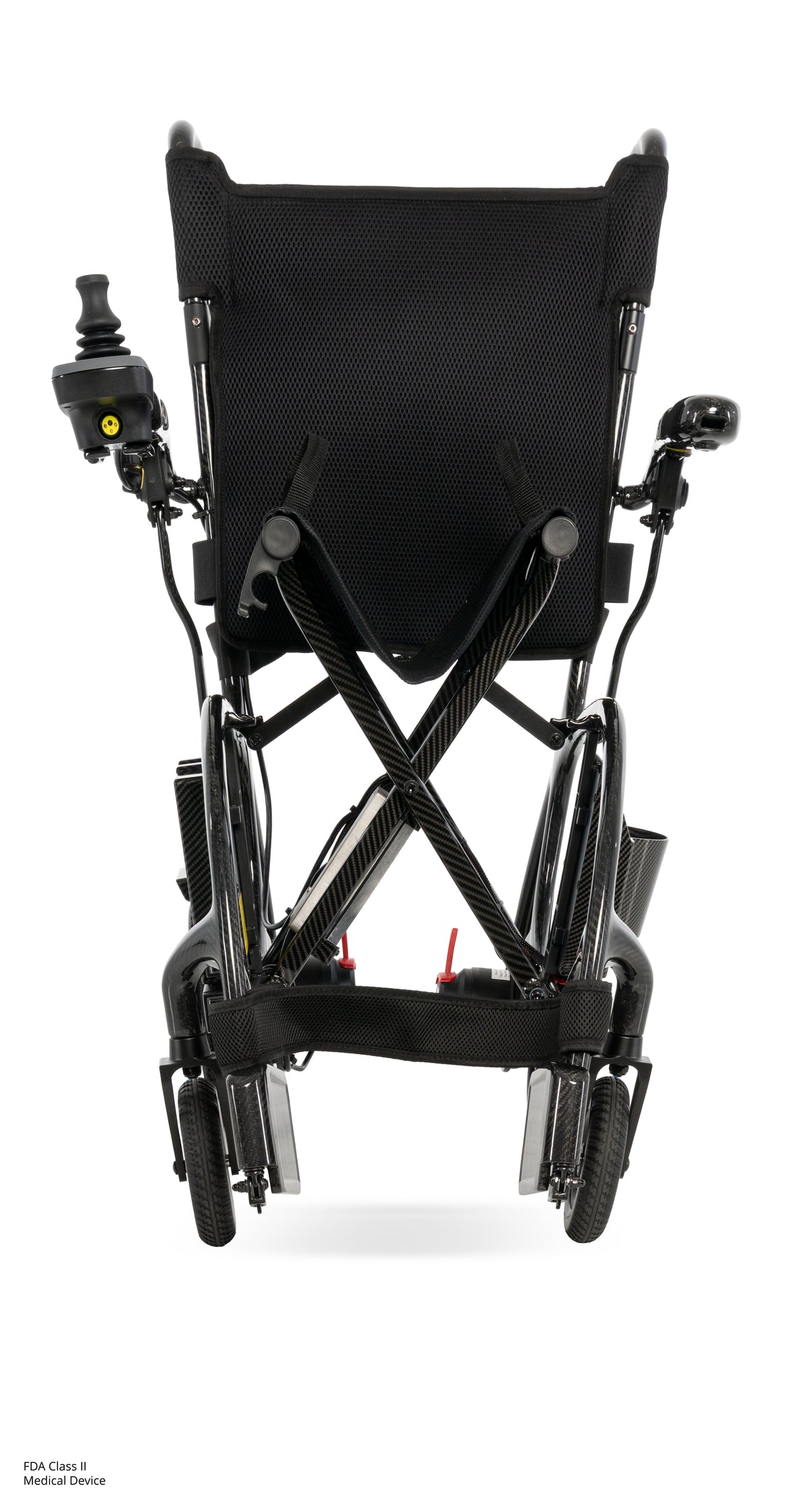 Start folding of a Pride Jazzy Carbon 27X lightweight carbon fiber power chair.