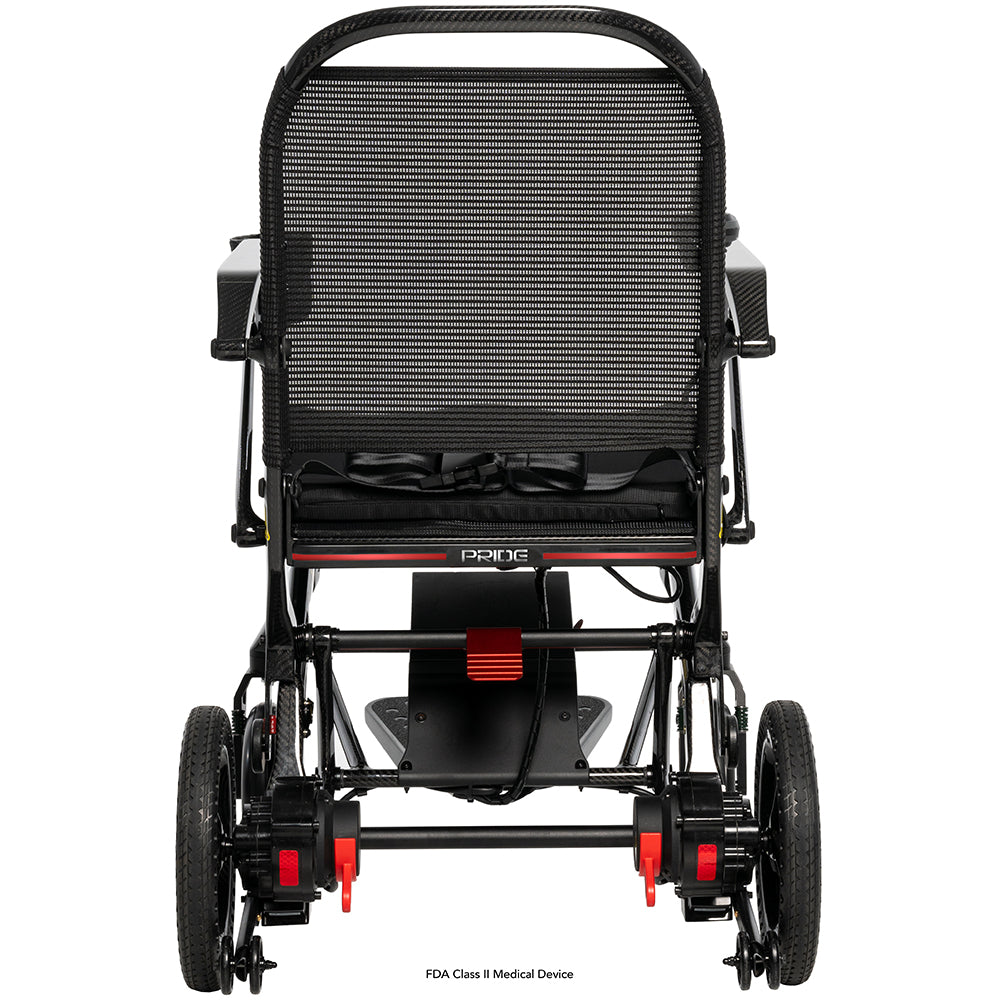 Rear view featuring breathable backrest and compact design.