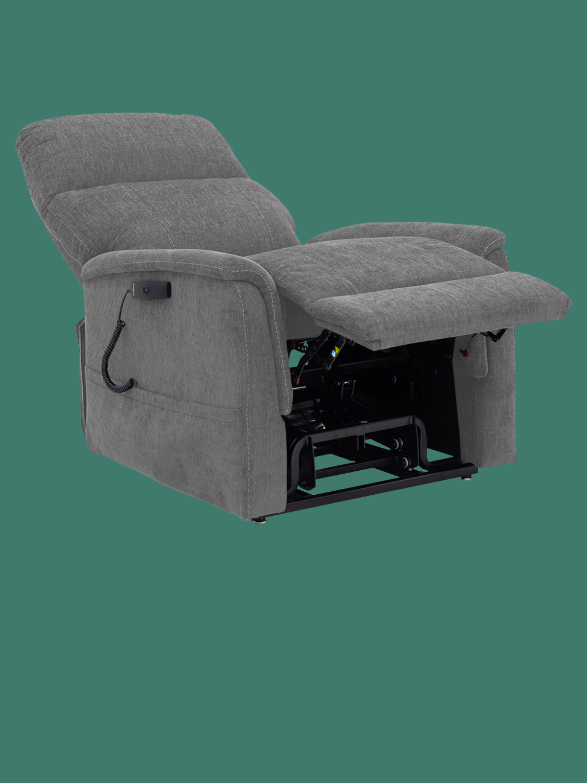 Pride VivaLift Ultra PLR-4955 power lift recliner positioned for relaxing with supportive head, back, leg, and foot comfort.