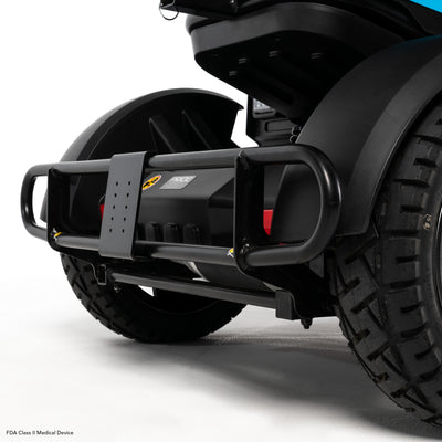 Heavy-duty rear bumper helps protect the Pride PX4 during rugged outdoor use.