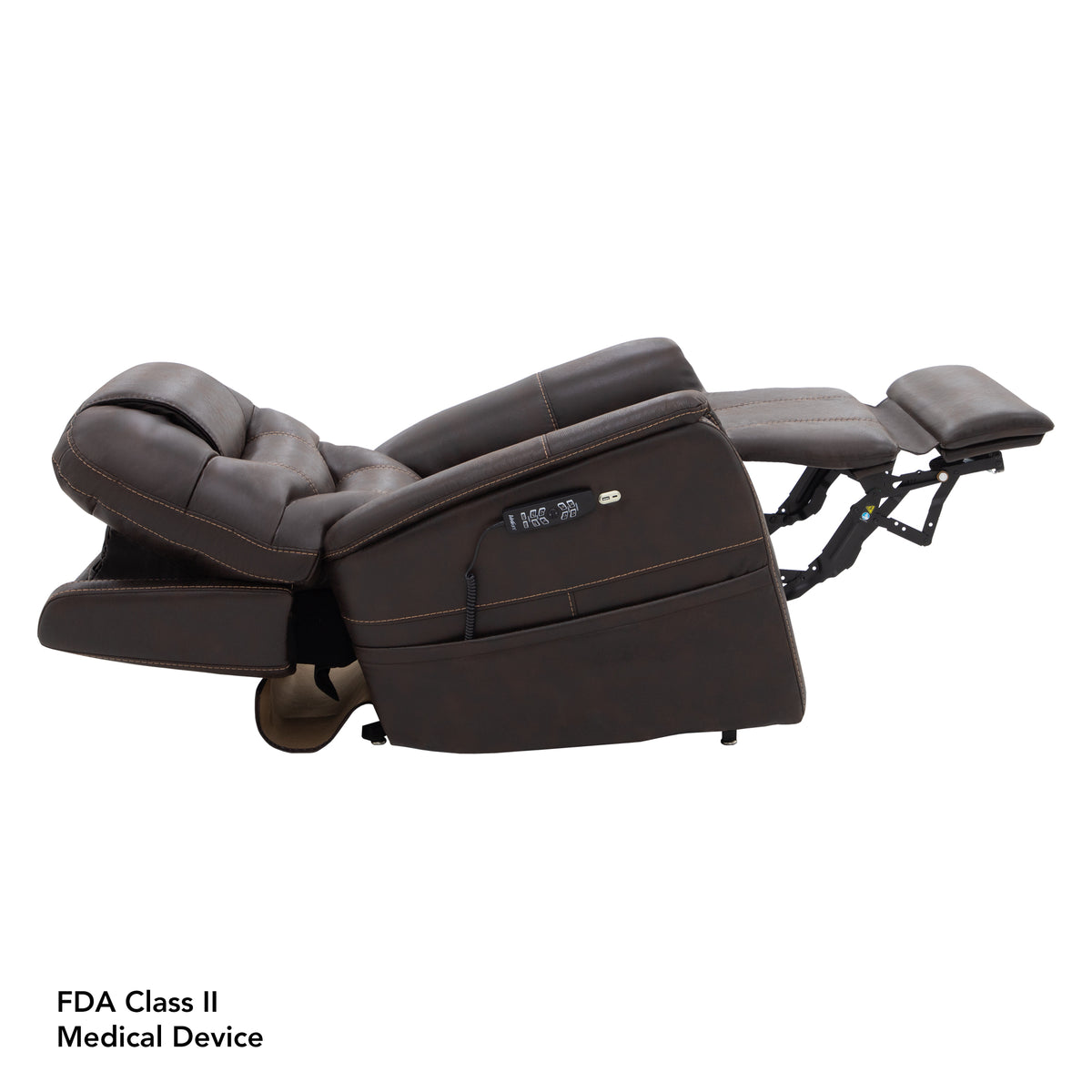 VivaLift Elegance 2 PLR975M shown fully reclined to provide comfortable full-body positioning and leg support.