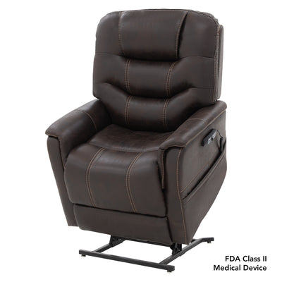 Front angled view of the VivaLift Elegance 2 PLR975M featuring plush cushioning, padded arms and a supportive backrest.