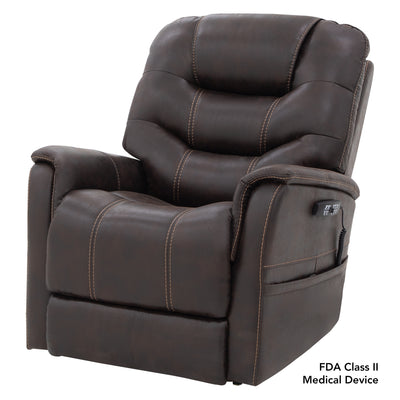 VivaLift Elegance 2 in its upright seated position with plush back cushioning and supportive padded armrests.