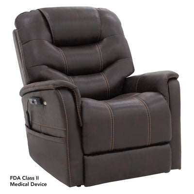 Angled view of the VivaLift Elegance 2 PLR975M power lift recliner featuring a comfortable contoured seat and back.