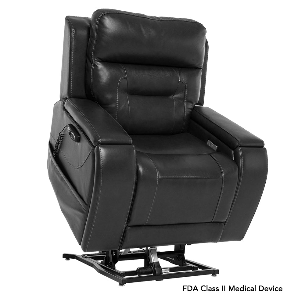 Black VivaLift Premier PLR-5900 shown in the raised lift position, helping make the transition from sitting to standing easier and more comfortable.