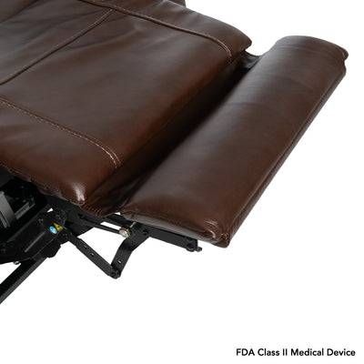 Close-up of the extended footrest on the VivaLift Premier PLR-5900, providing comfortable support for the legs and feet.