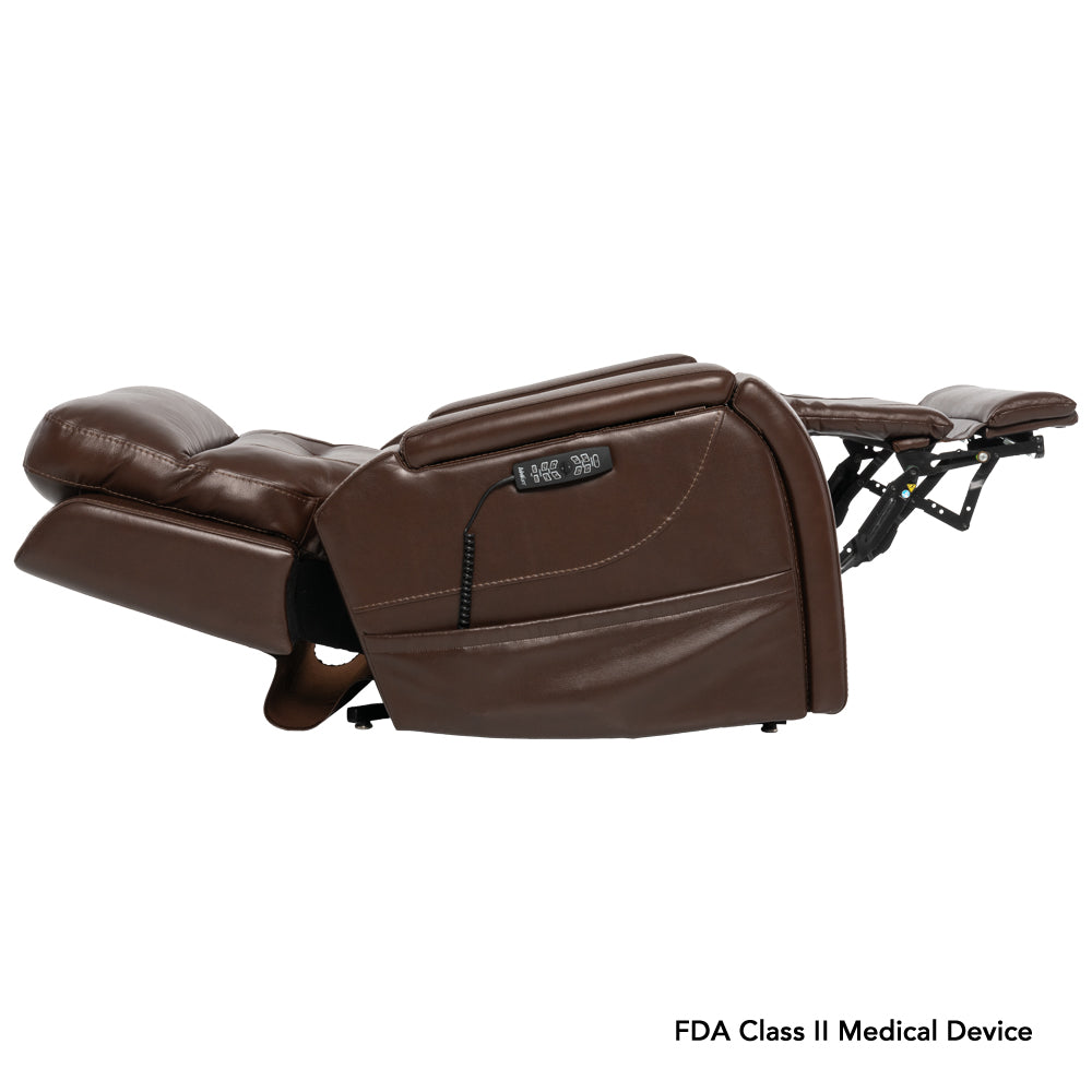 VivaLift Premier PLR-5900 shown fully reclined with extended leg support for relaxing, resting and personalized positioning.