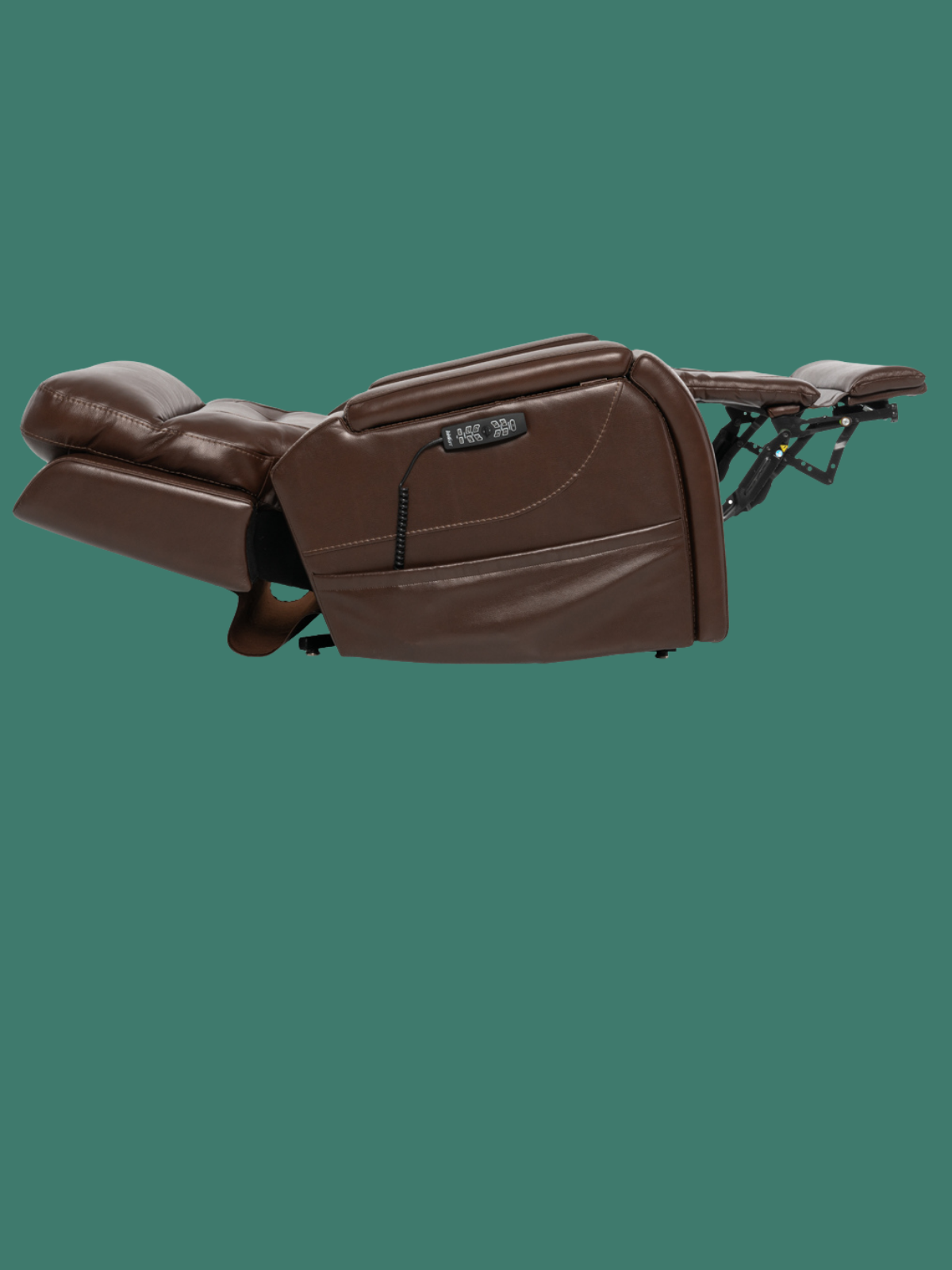 Side view of the VivaLift Premier PLR-5900 in a relaxed reclining position with the backrest lowered and legs elevated for comfortable everyday relaxation.
